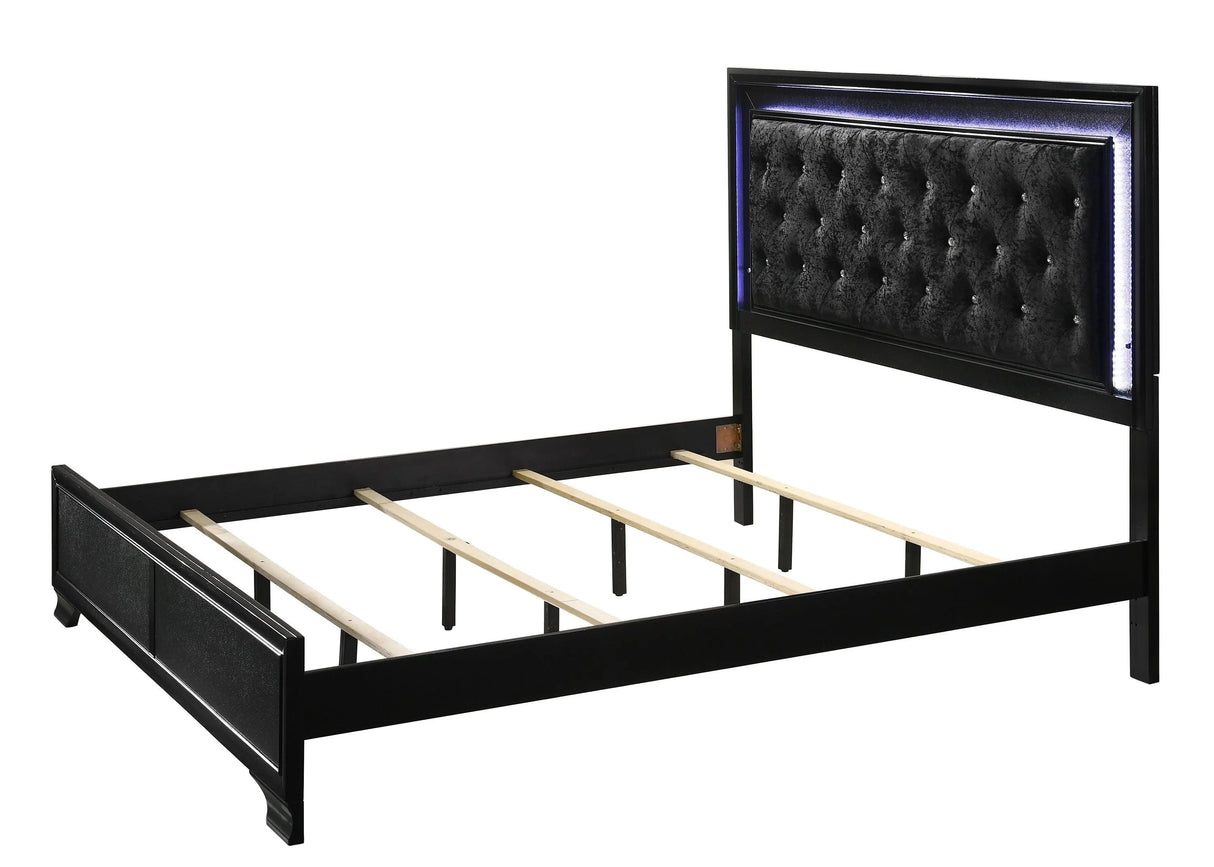 Micah Black LED Upholstered Panel Bedroom Set by Crown Mark at Eve Furniture