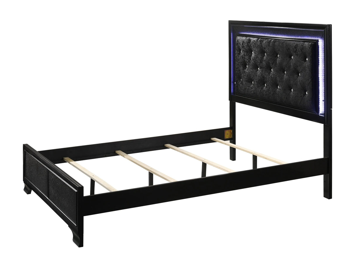 Micah Black LED Upholstered Panel Bedroom Set by Crown Mark at Eve Furniture