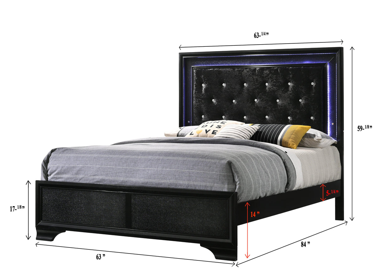 Micah Black LED Upholstered Panel Bedroom Set by Crown Mark at Eve Furniture