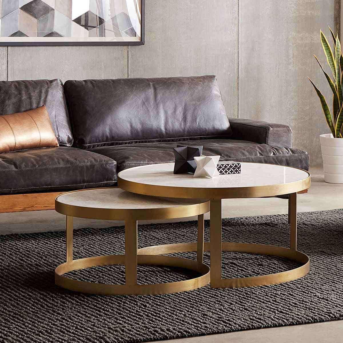 Michaelangelo 36" Nesting Coffee Table with White Marble by Home Trends & Design at Eve Furniture