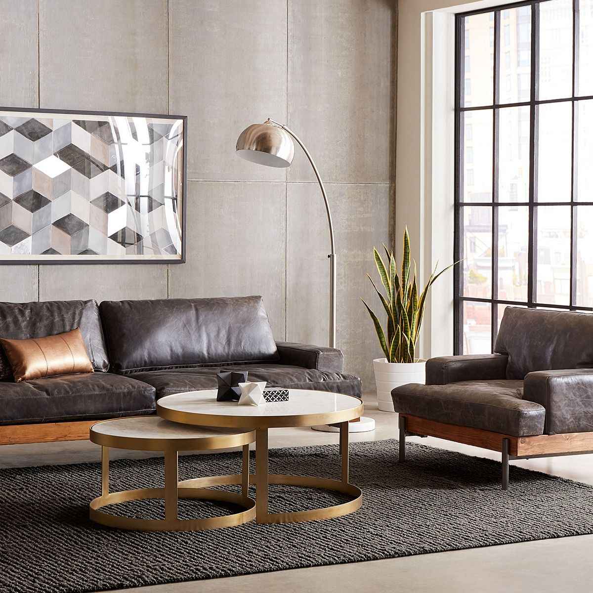 Michaelangelo 36" Nesting Coffee Table with White Marble by Home Trends & Design at Eve Furniture
