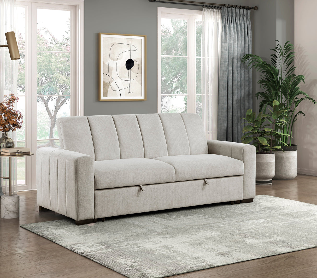 Michah Light Gray Convertible Sofa with Pull-out Bed by Homelegance at Eve Furniture
