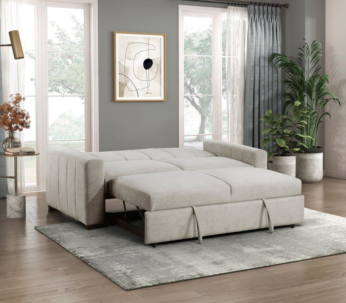 Michah Light Gray Convertible Sofa with Pull-out Bed by Homelegance at Eve Furniture