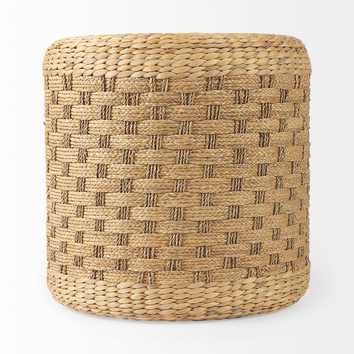 Michelle Light Brown Woven Seagrass Round Pouf by Mercana at Eve Furniture