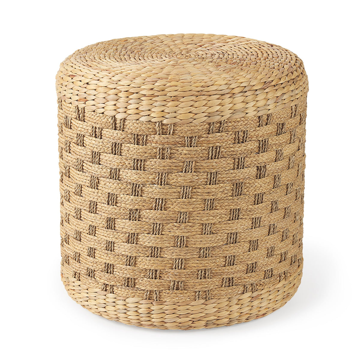 Michelle Light Brown Woven Seagrass Round Pouf by Mercana at Eve Furniture