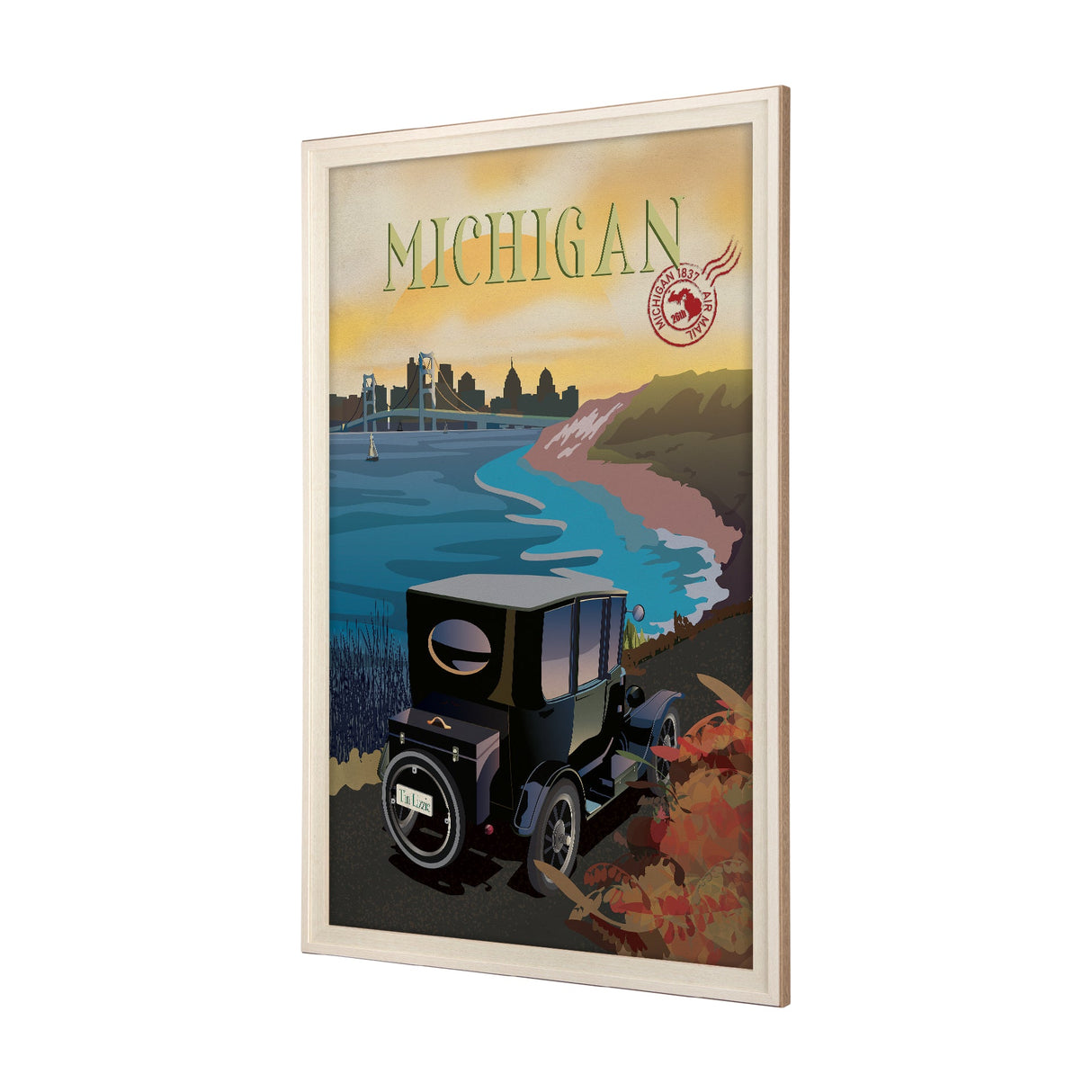 Michigan Go USA (XL) by Mercana Studio a Hand Embellished Decograph Framed Art Print under Glass by Mercana at Eve Furniture