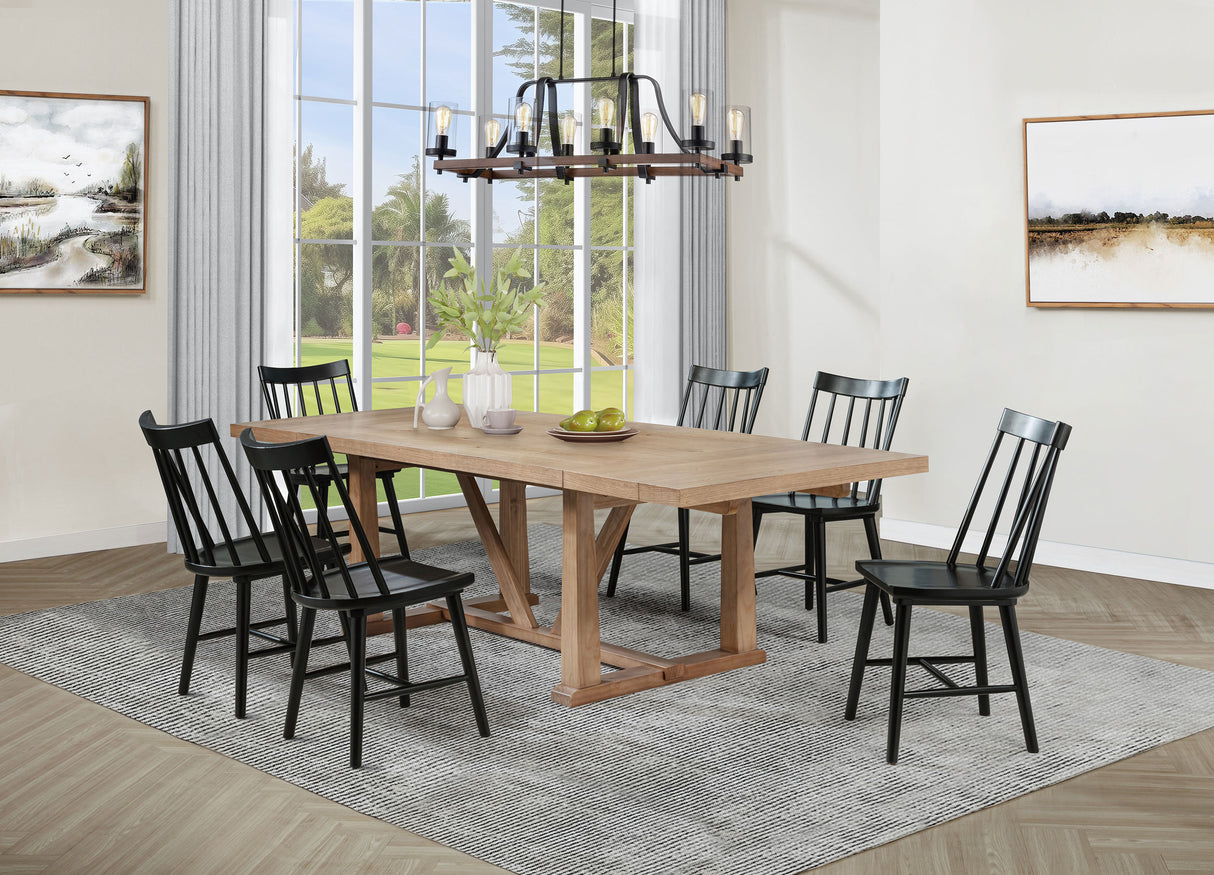 Middleton Brown and Black 7-Piece Extension Leaf Dining Room Set by Coaster at Eve Furniture