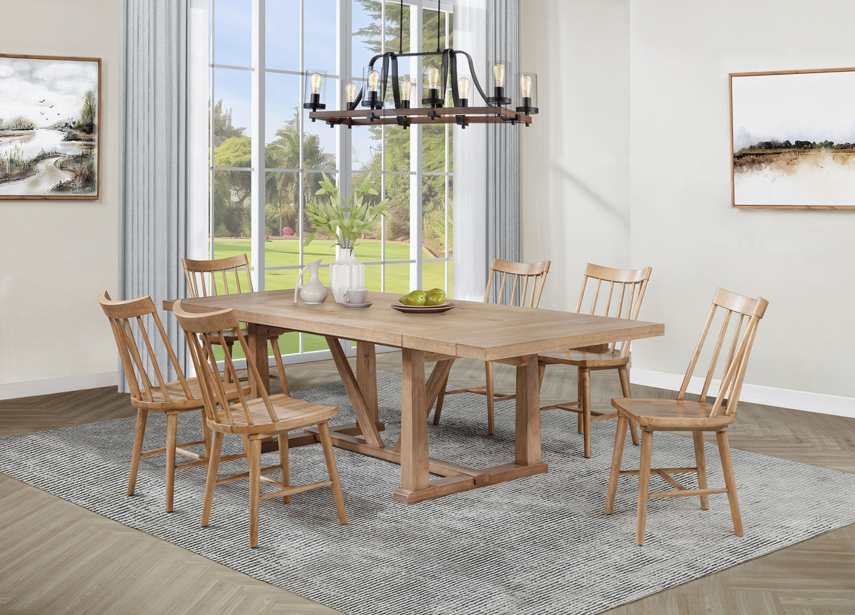 Middleton Natural Brown 7-Piece Extension Leaf Dining Room Set by Coaster at Eve Furniture
