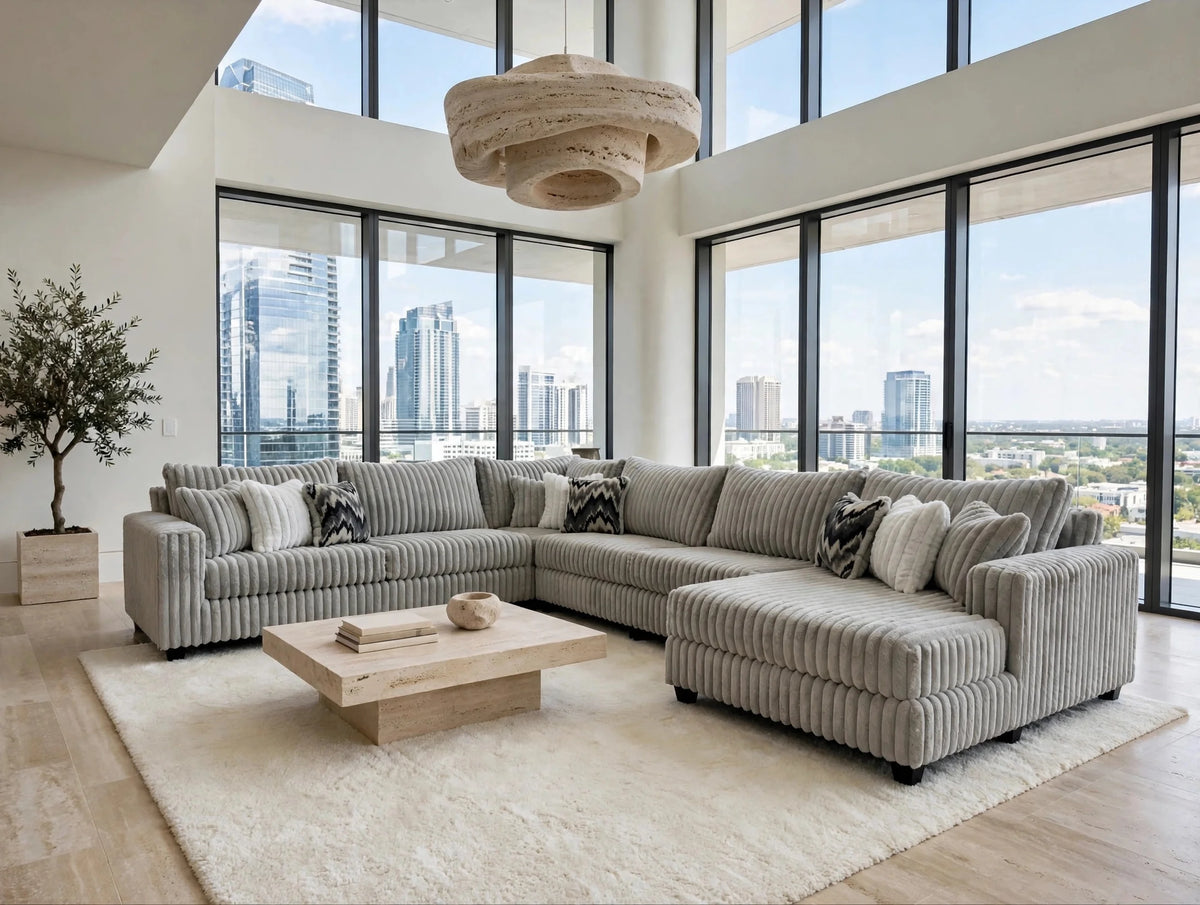 Midnight 4-Piece Gray Oversized Right Arm Facing (RAF) Sectional by Happy Homes at Eve Furniture