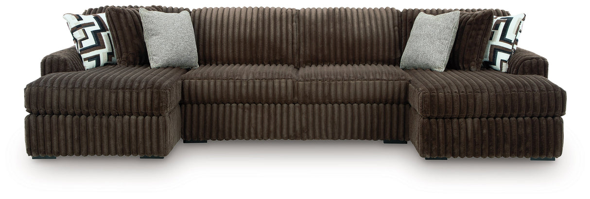 Midnight-Madness Chocolate 3-Piece Sectional with Chaise by Ashley at Eve Furniture