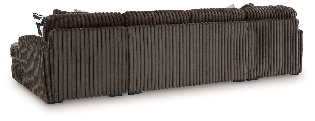 Midnight-Madness Chocolate 3-Piece Sectional with Chaise by Ashley at Eve Furniture