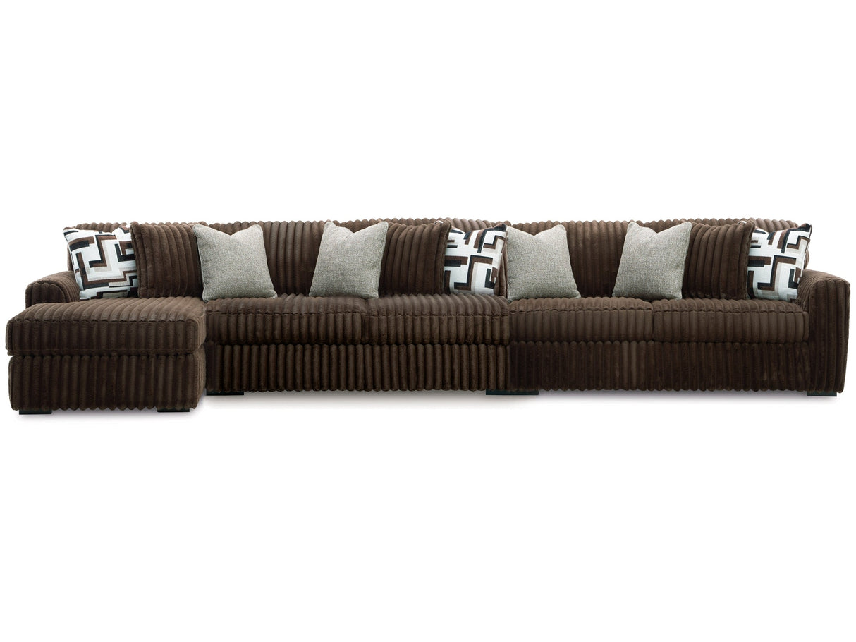 Midnight-Madness Chocolate 3-Piece Sectional with LAF Chaise by Ashley at Eve Furniture