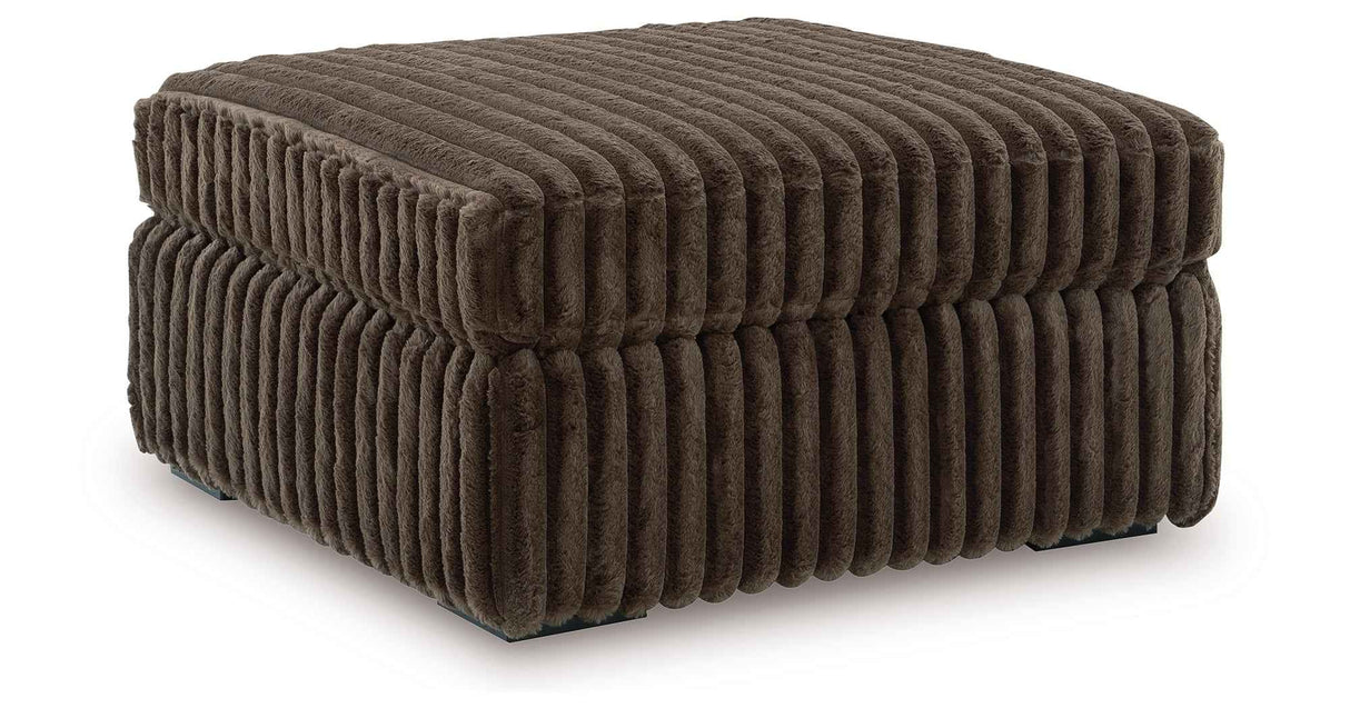 Midnight-Madness Chocolate 3-Piece Sectional with Ottoman by Ashley at Eve Furniture
