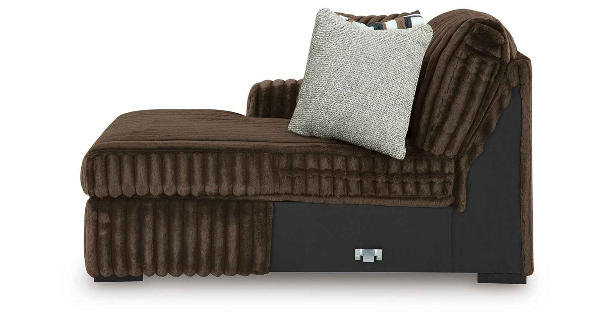 Midnight-Madness Chocolate 3-Piece Sectional with Ottoman by Ashley at Eve Furniture