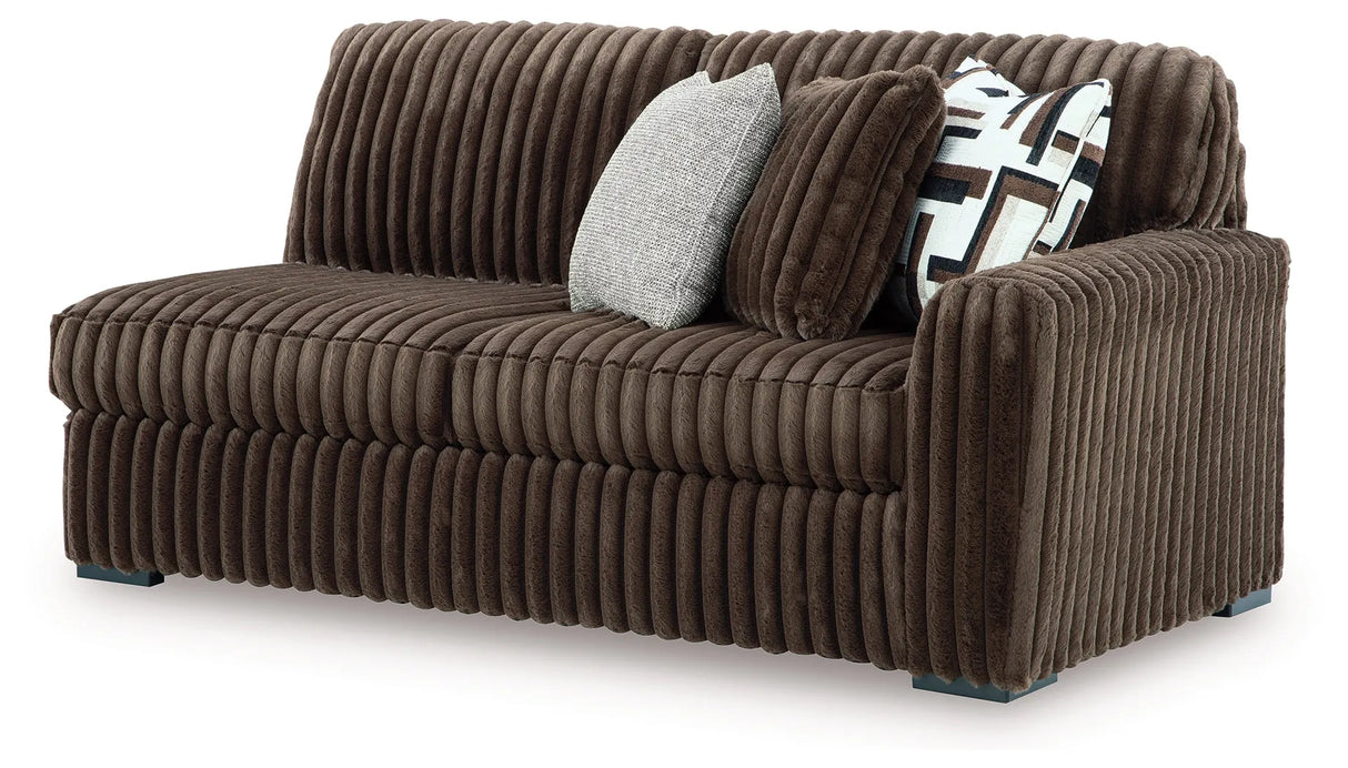 Midnight-Madness Chocolate 4-Piece Sectional and Oversized Chair by Ashley at Eve Furniture