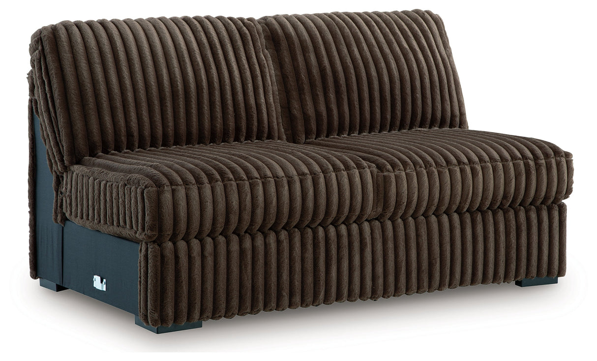Midnight-Madness Chocolate 4-Piece Sectional and Oversized Chair by Ashley at Eve Furniture
