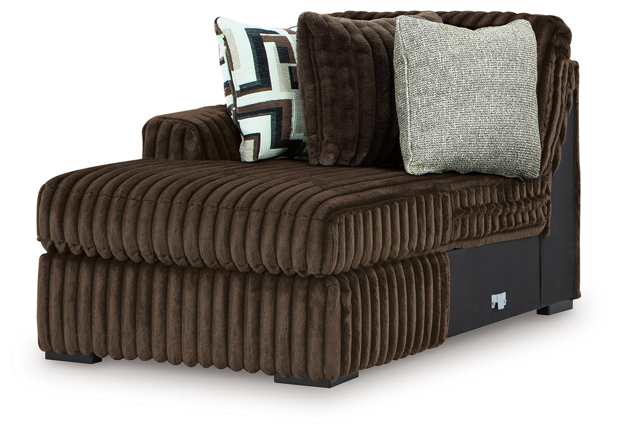 Midnight-Madness Chocolate 4-Piece Sectional and Oversized Chair by Ashley at Eve Furniture