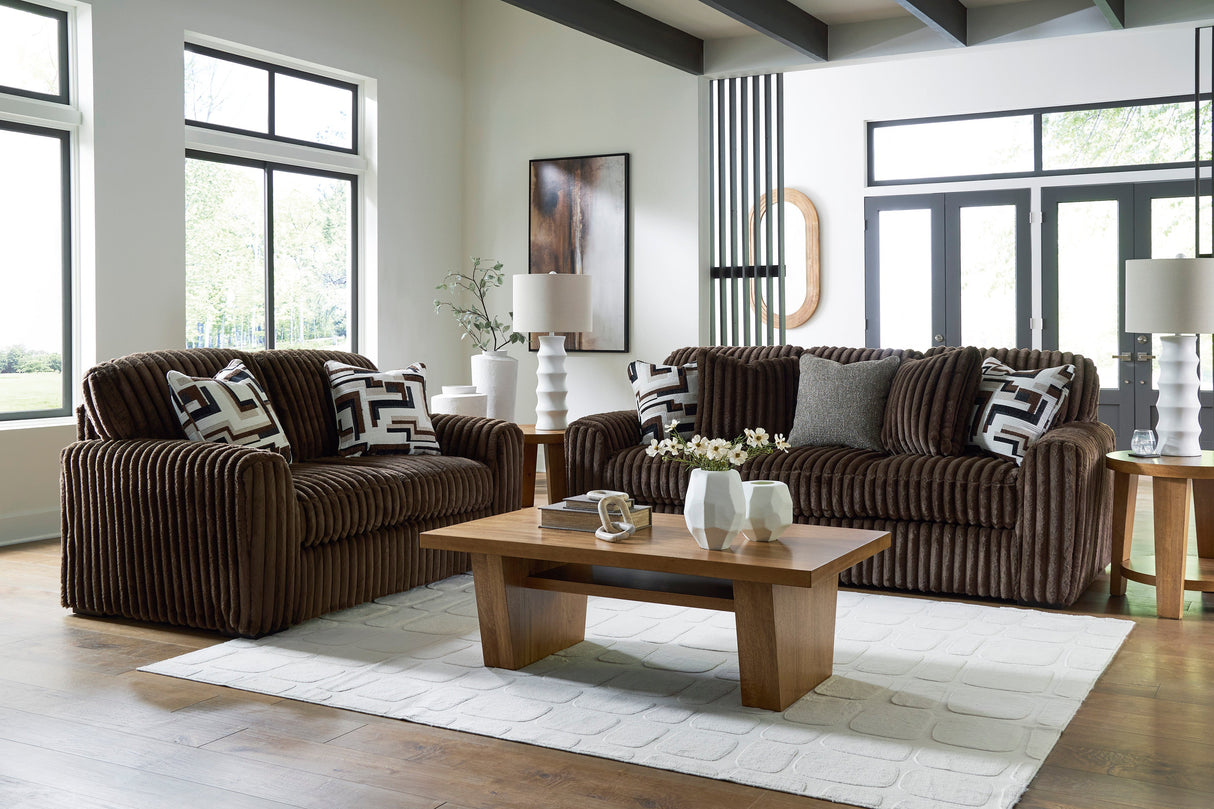 Midnight-Madness Chocolate Living Room Set by Ashley at Eve Furniture