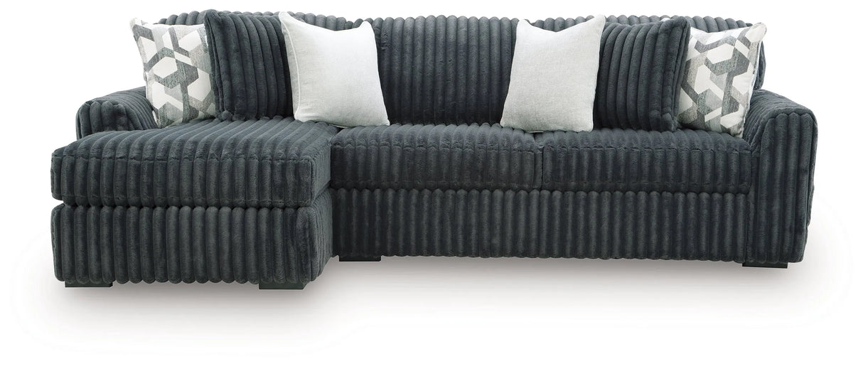 Midnight-Madness Gunmetal 2-Piece Sectional with LAF Chaise by Ashley at Eve Furniture
