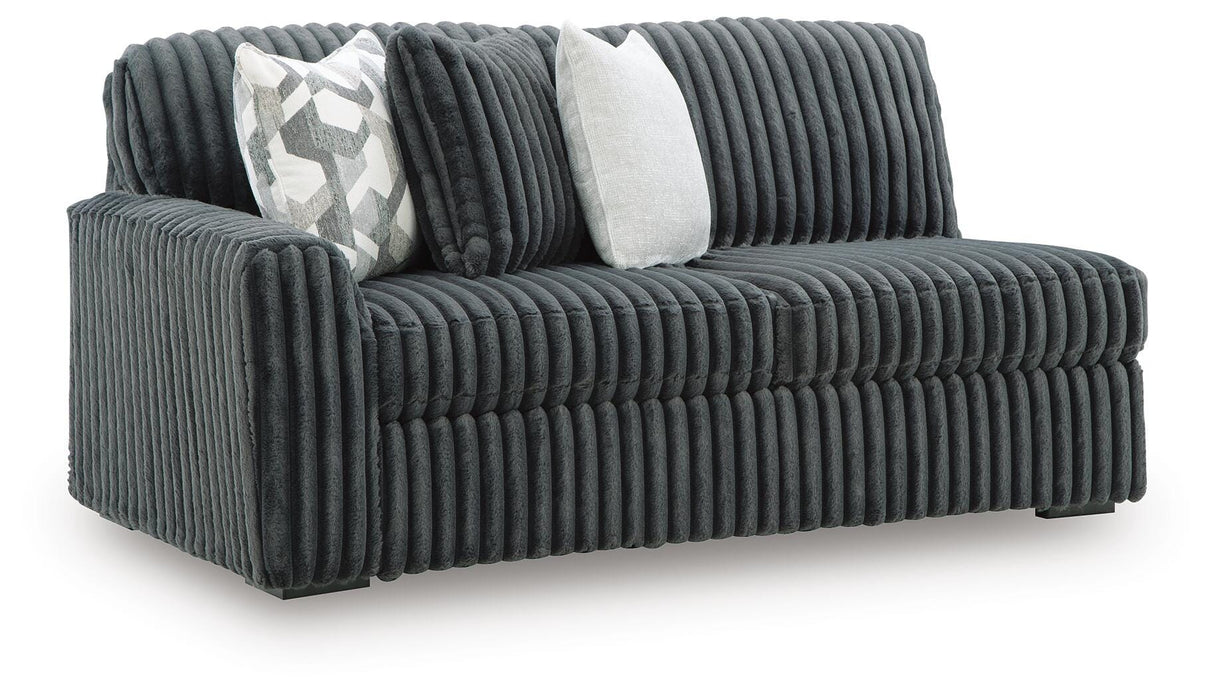 Midnight-Madness Gunmetal 3-Piece Sectional with RAF Chaise by Ashley at Eve Furniture