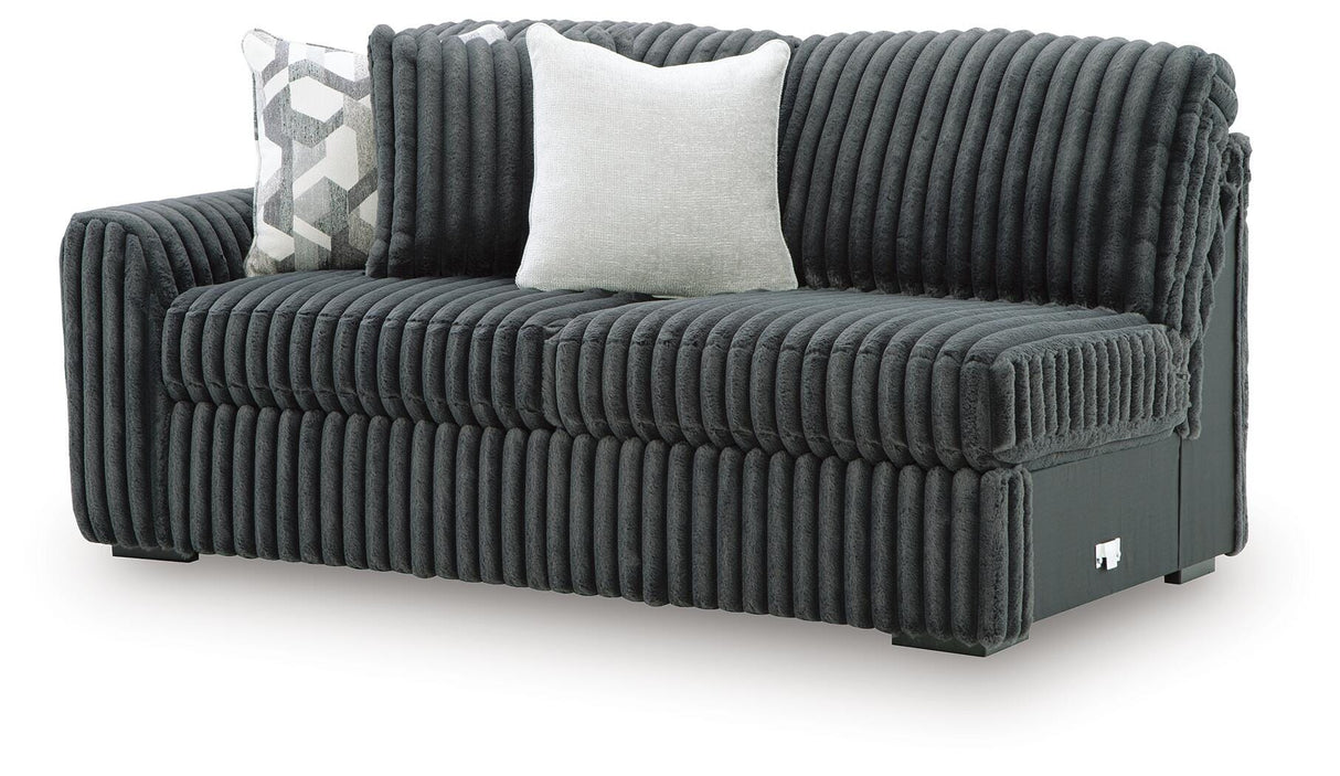Midnight-Madness Gunmetal 3-Piece Sectional with RAF Chaise by Ashley at Eve Furniture