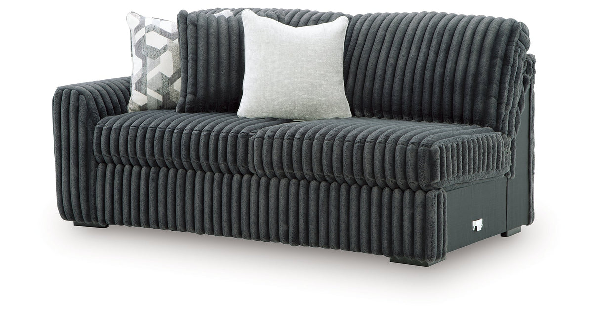 Midnight-Madness Gunmetal 3-Piece Sectional with RAF Chaise by Ashley at Eve Furniture