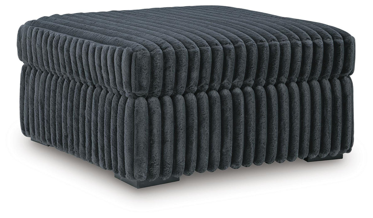 Midnight-Madness Gunmetal 4-Piece Sectional and Ottoman by Ashley at Eve Furniture
