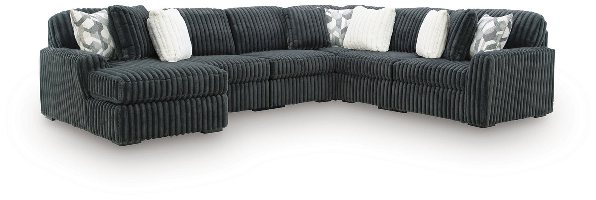 Midnight-Madness Gunmetal 6-Piece Sectional with Chaise by Ashley at Eve Furniture