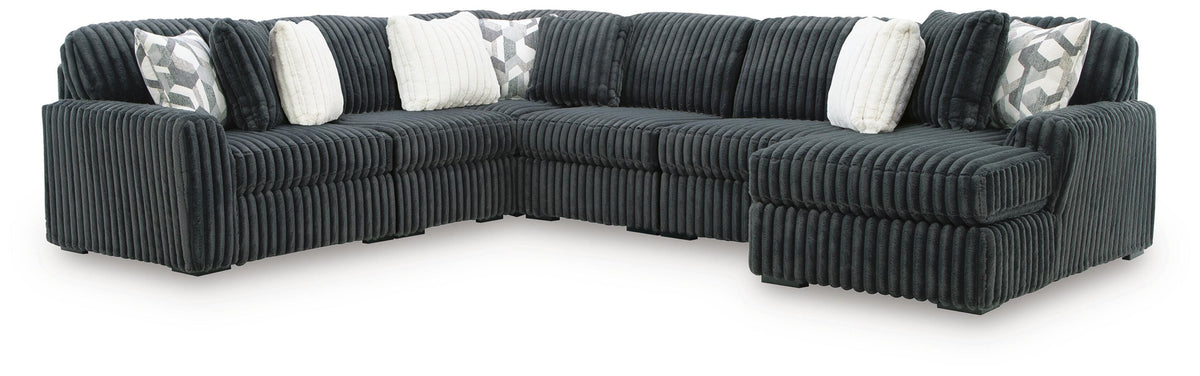 Midnight-Madness Gunmetal 6-Piece Sectional with Chaise by Ashley at Eve Furniture