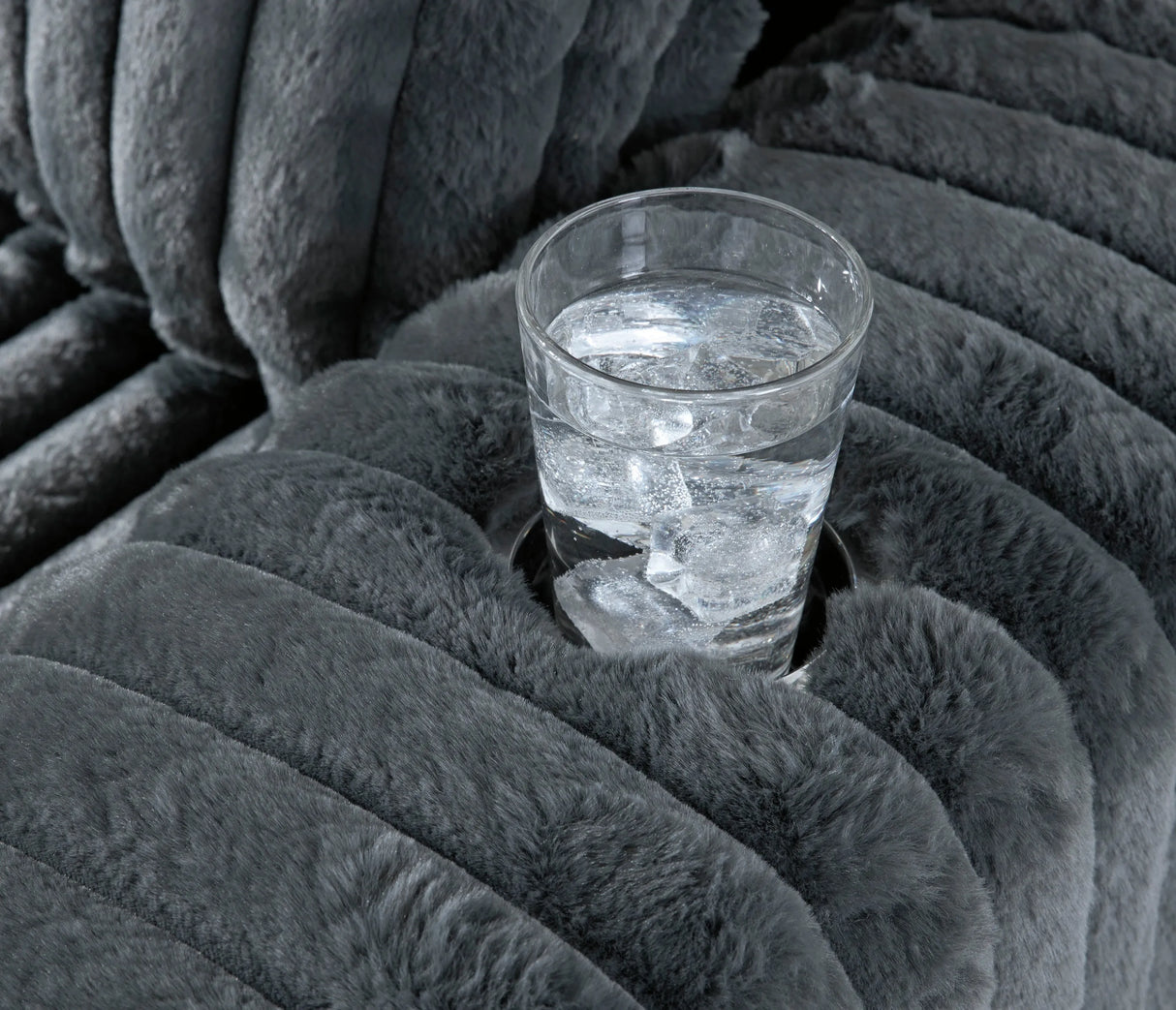 Midnight-Madness Gunmetal Sofa, Loveseat and Oversized Chaise by Ashley at Eve Furniture