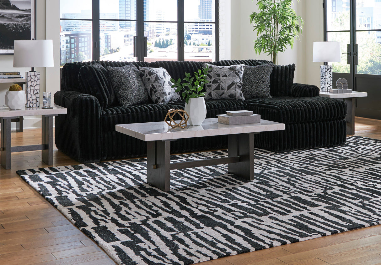Midnight-Madness Onyx 2-Piece Right Arm Facing Chaise Sectional by Ashley at Eve Furniture