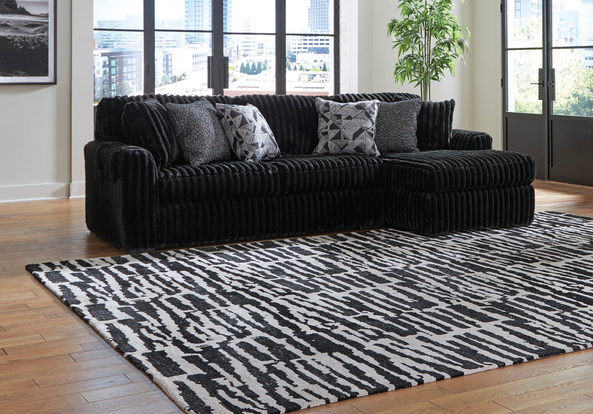 Midnight-Madness Onyx 2-Piece Right Arm Facing Chaise Sectional by Ashley at Eve Furniture