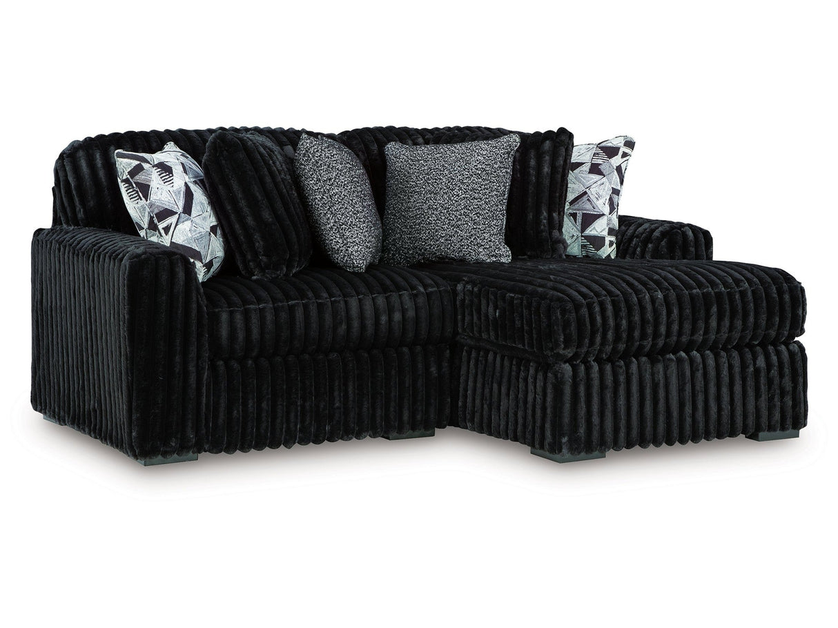 Midnight-Madness Onyx 2-Piece Sectional with Right Chaise by Ashley at Eve Furniture