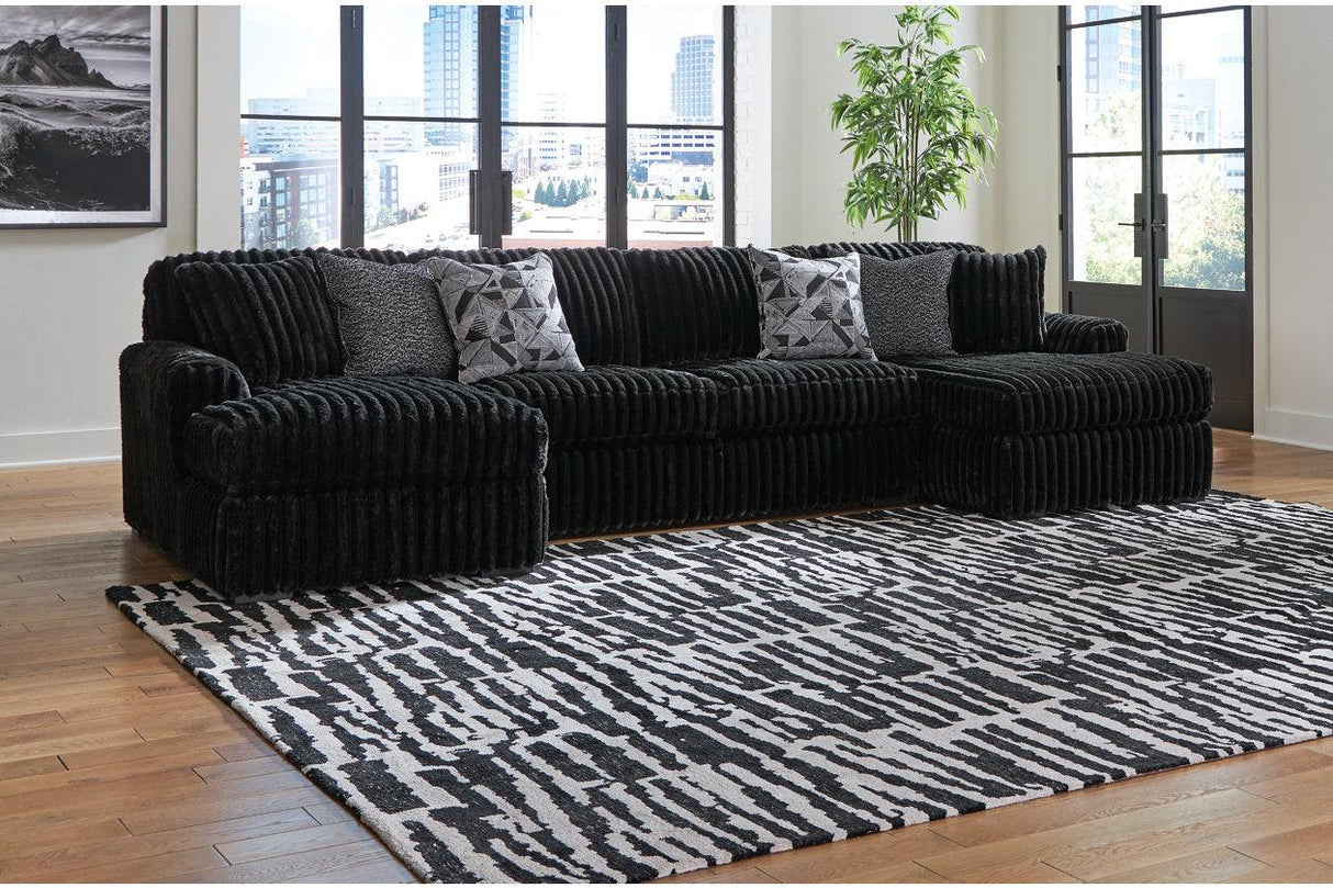 Midnight-Madness Onyx 3-Piece Double Chaise Sectional by Ashley at Eve Furniture