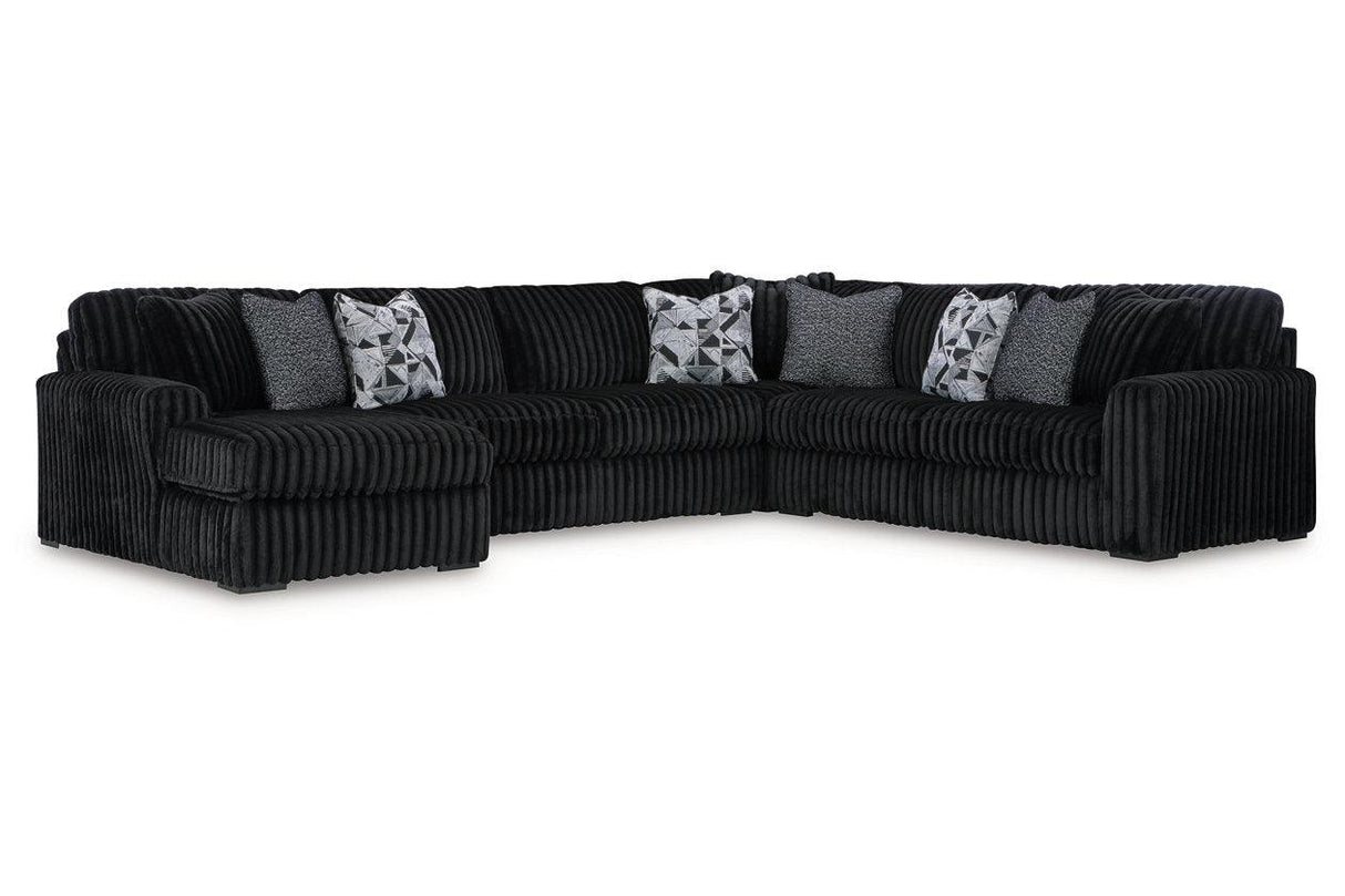 Midnight-Madness Onyx 4-Piece Left Arm Facing Chaise Sectional by Ashley at Eve Furniture