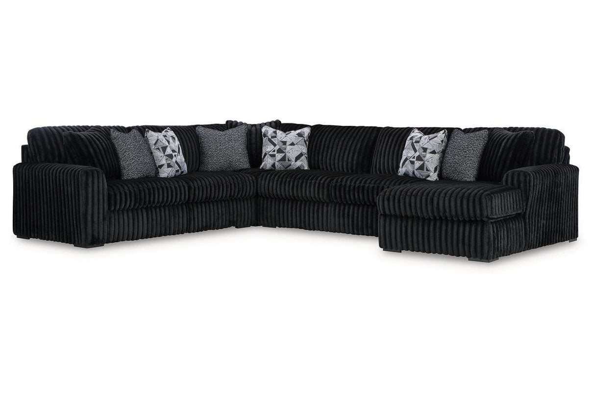 Midnight-Madness Onyx 4-Piece Right Arm Facing Chaise Sectional by Ashley at Eve Furniture