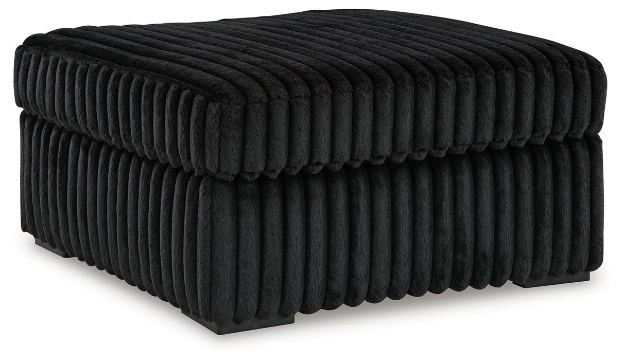 Midnight-Madness Onyx Oversized Accent Ottoman by Ashley at Eve Furniture