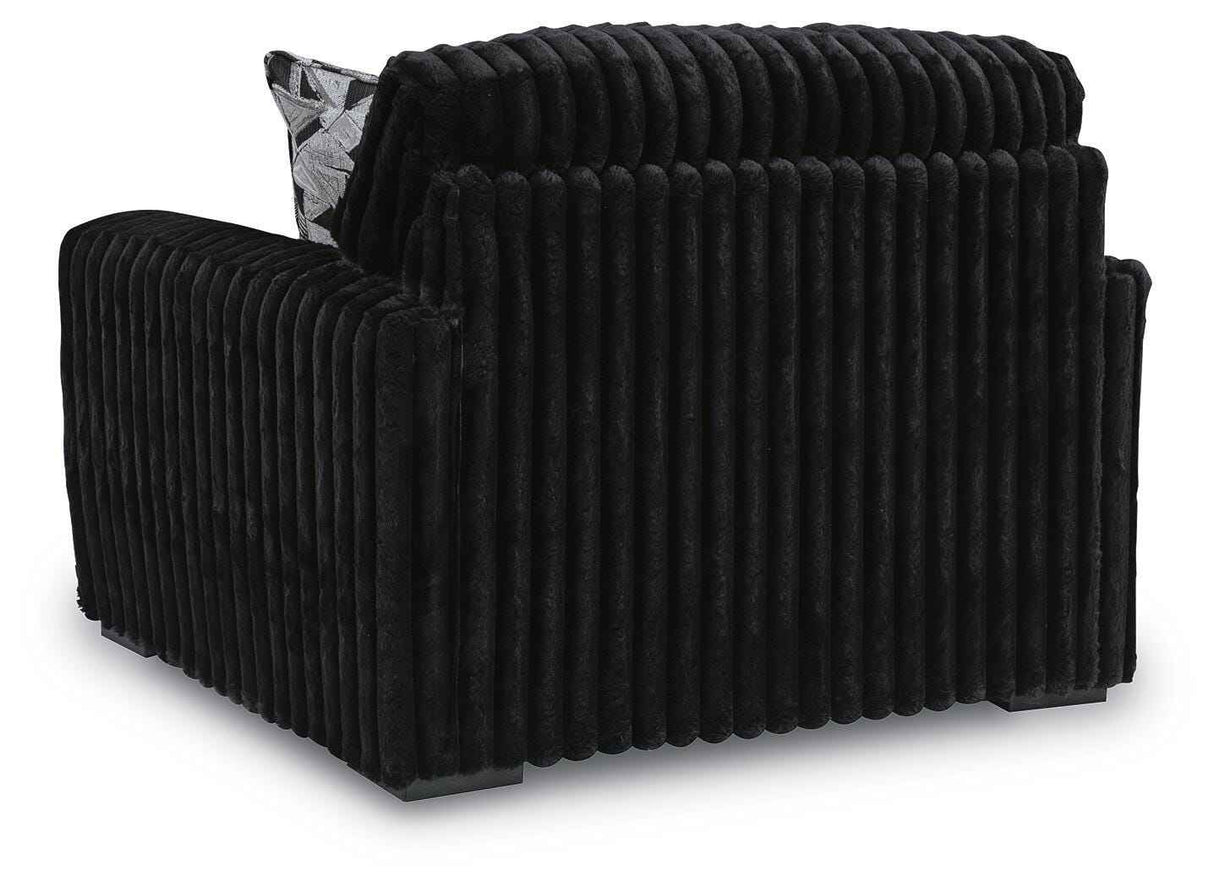 Midnight-Madness Onyx Oversized Chair with Accent Ottoman by Ashley at Eve Furniture