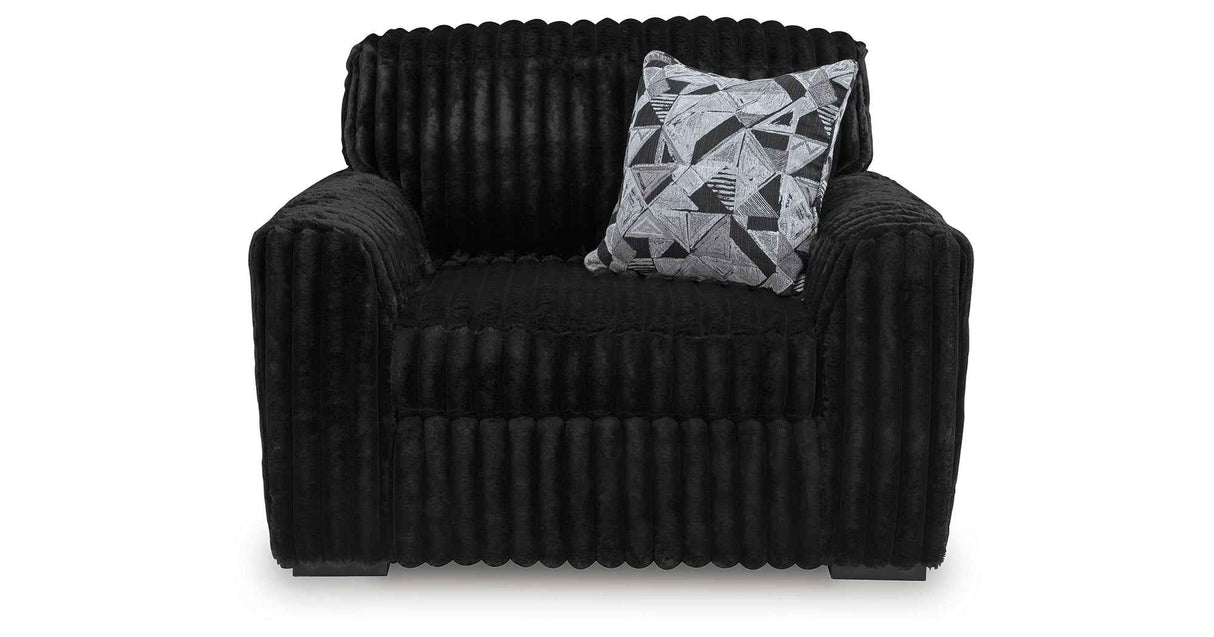 Midnight-Madness Onyx Oversized Chair with Accent Ottoman by Ashley at Eve Furniture