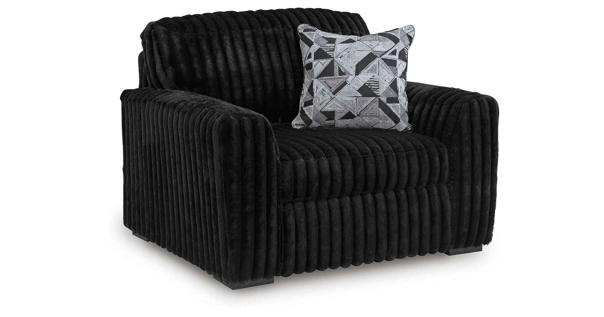 Midnight-Madness Onyx Oversized Chair with Accent Ottoman by Ashley at Eve Furniture