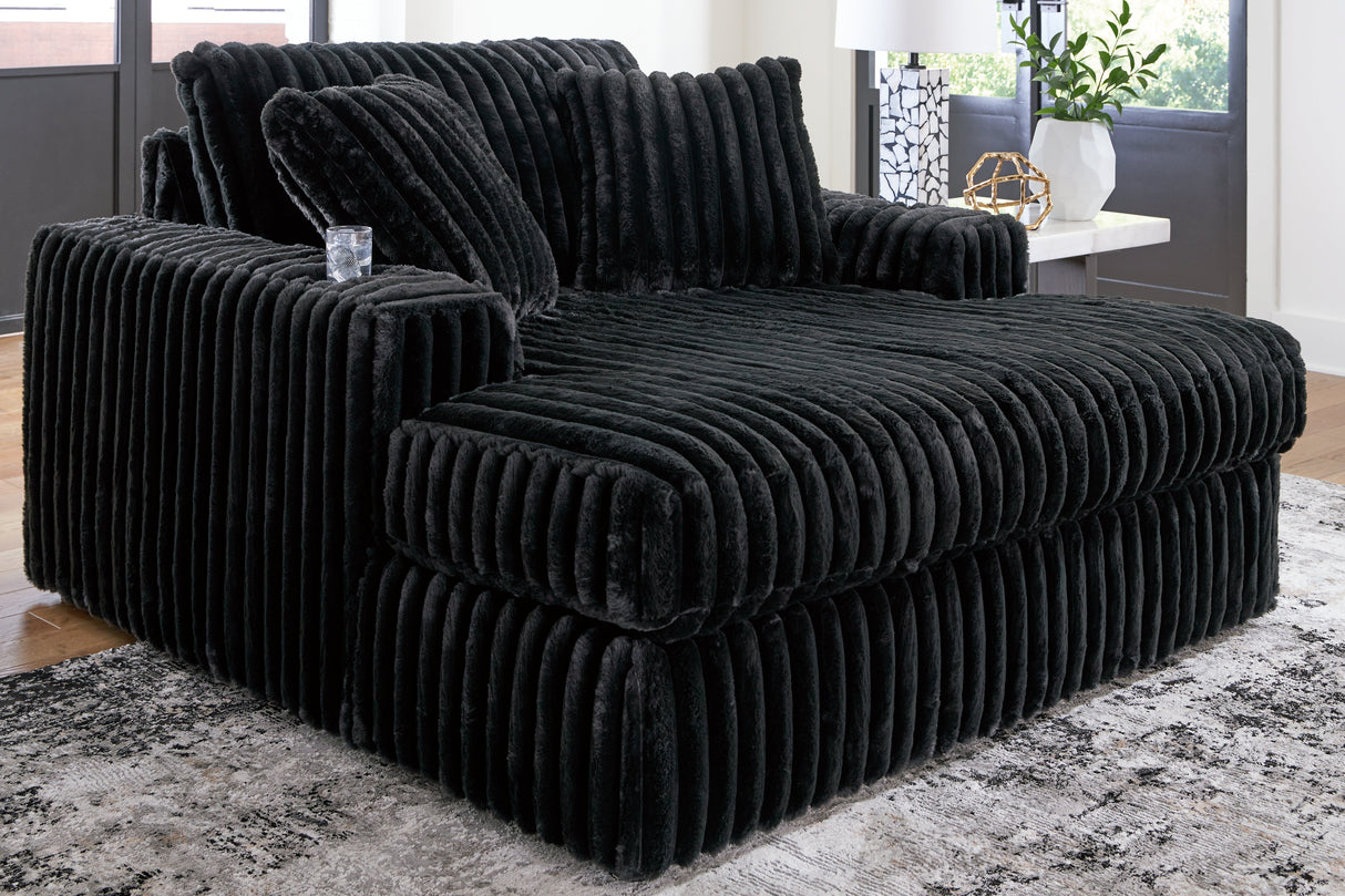 Midnight-Madness Onyx Oversized Chaise and Accent Ottoman by Ashley at Eve Furniture