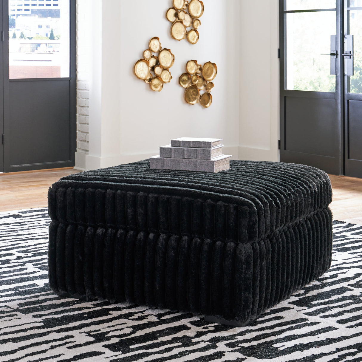 Midnight-Madness Onyx Oversized Chaise and Accent Ottoman by Ashley at Eve Furniture