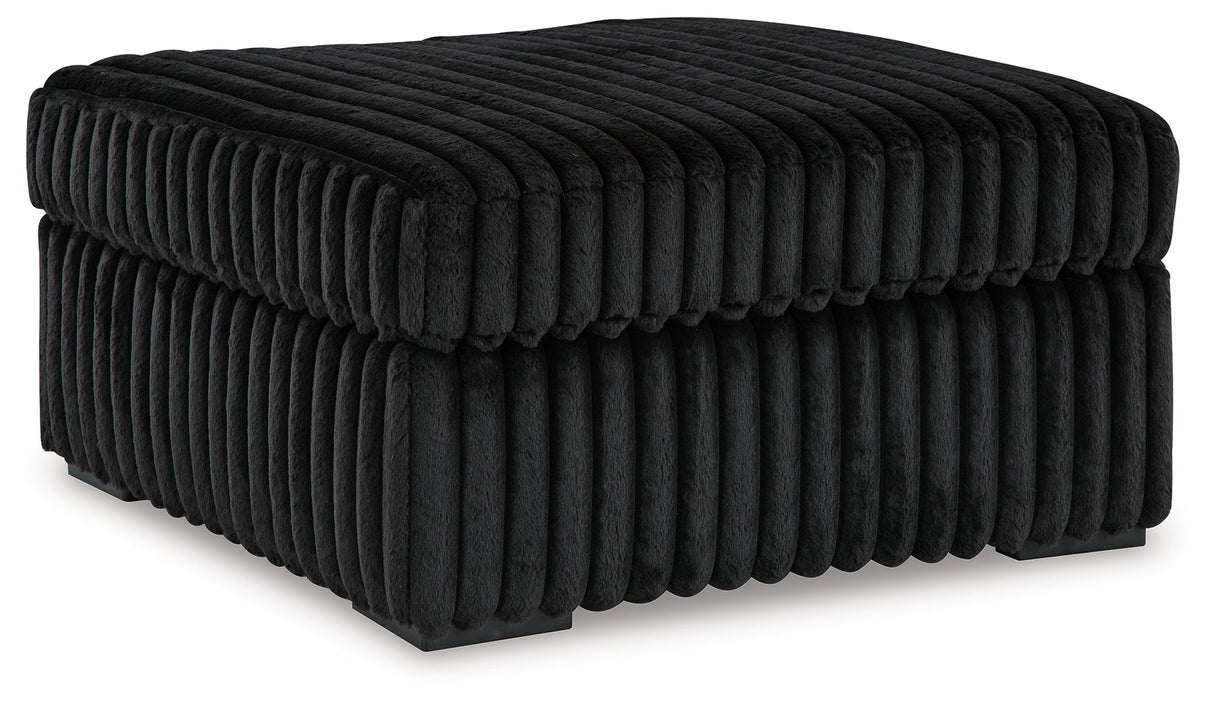 Midnight-Madness Onyx Sofa, Loveseat and Oversized Ottoman by Ashley at Eve Furniture