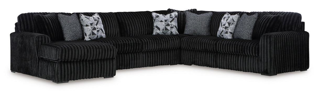 Midnight-Madness Onyx 4-Piece Left Arm Facing Chaise Sectional by Ashley at Eve Furniture