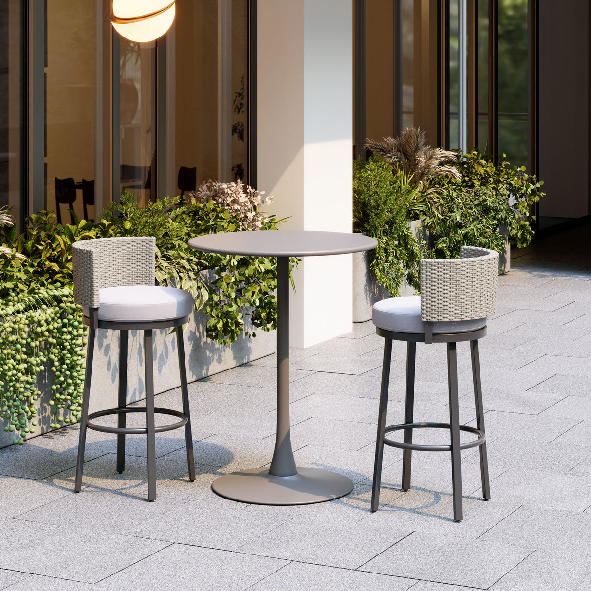 Midnight Wave White Outdoor Barstool by Zuomod at Eve Furniture