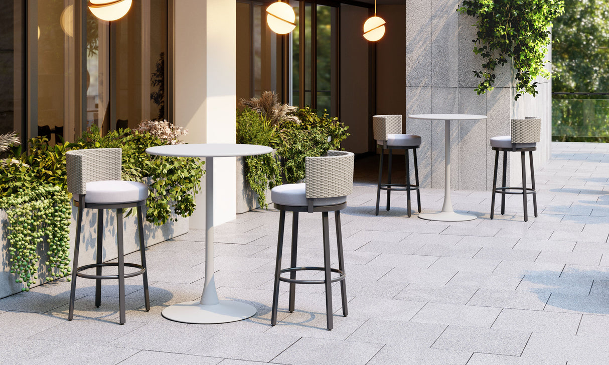 Midnight Wave White Outdoor Barstool by Zuomod at Eve Furniture