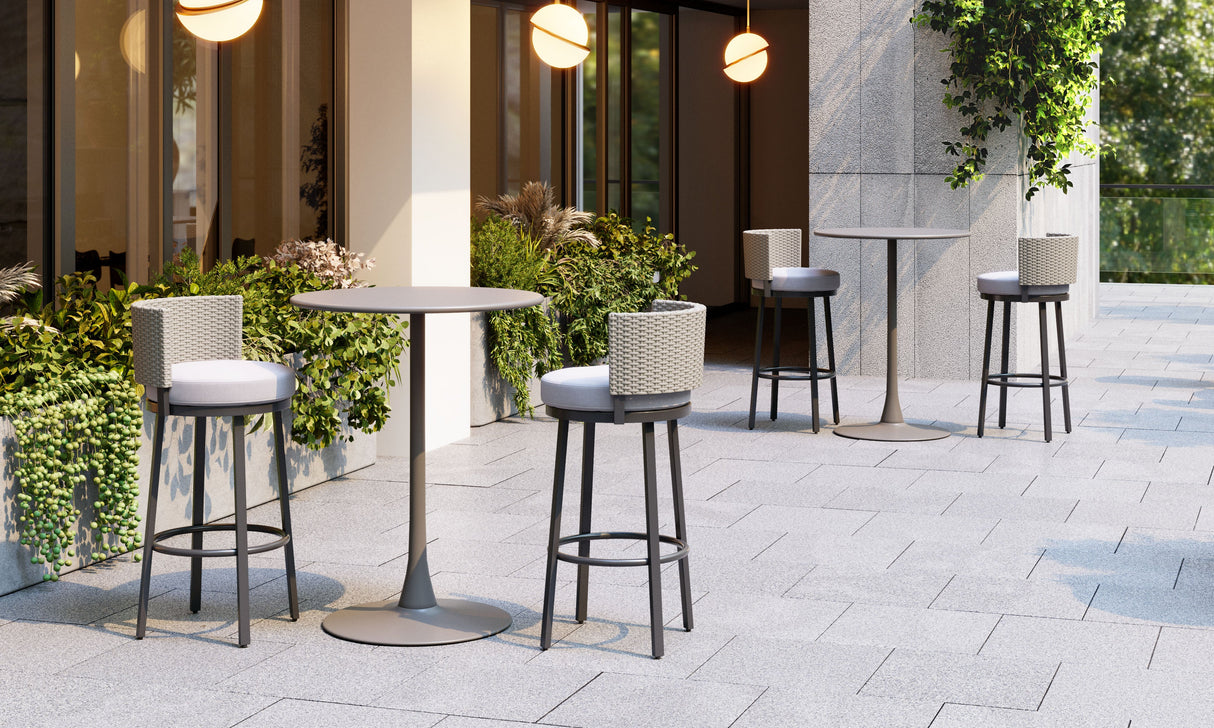 Midnight Wave White Outdoor Barstool by Zuomod at Eve Furniture