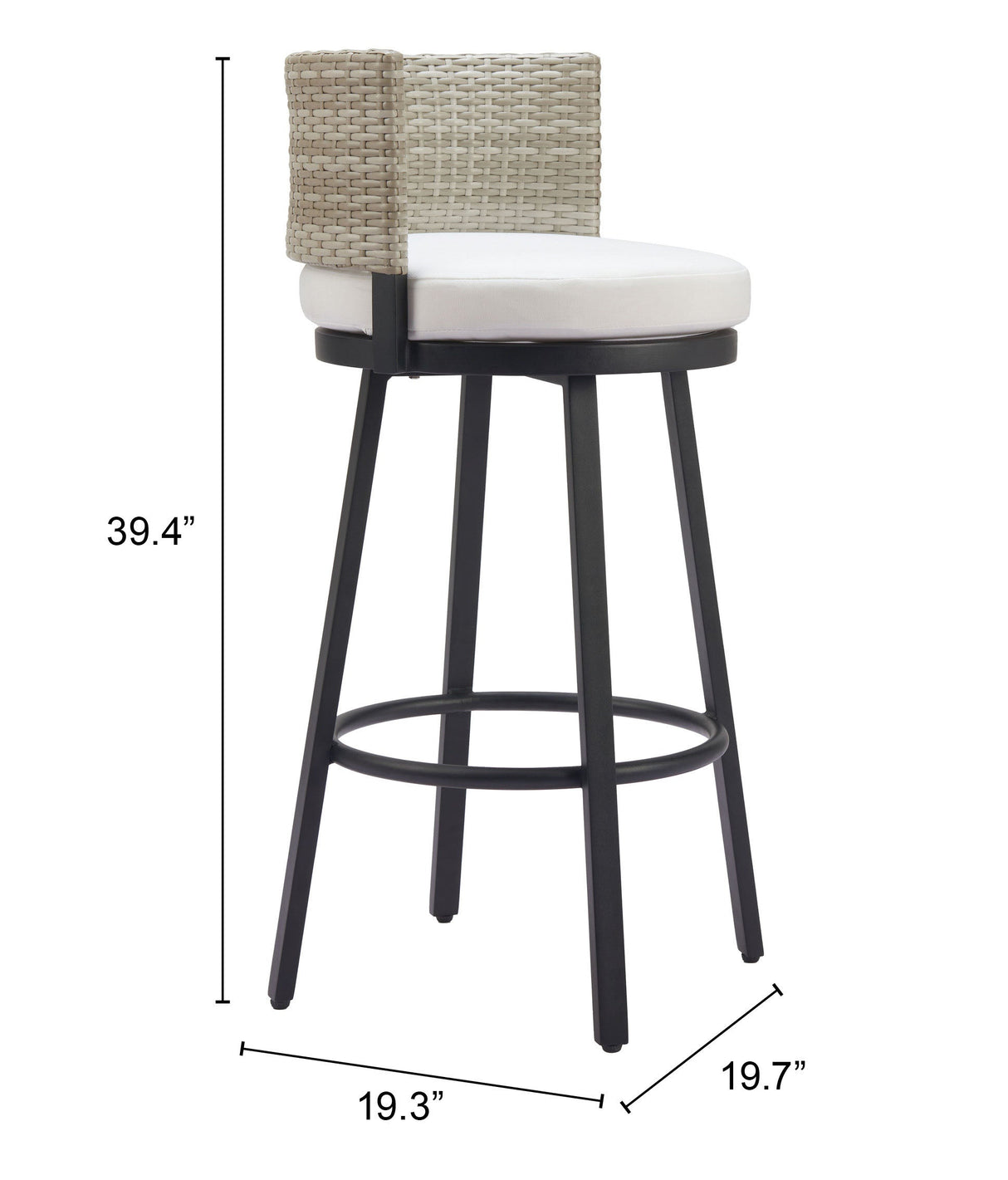Midnight Wave White Outdoor Barstool by Zuomod at Eve Furniture