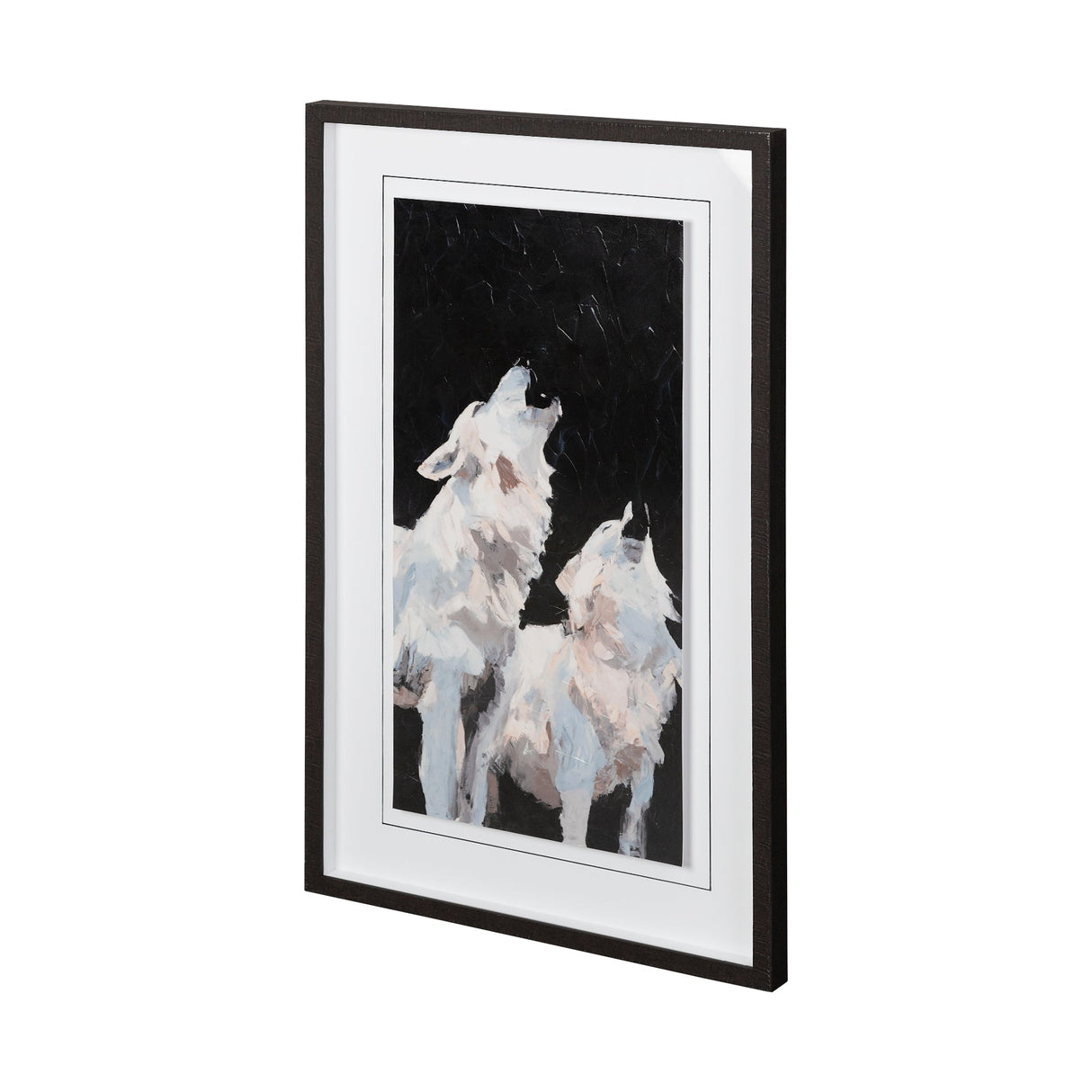 Midnight Wolves by Julie Devine a Hand Embellished Textured Framed Art Print Matted under Glass by Mercana at Eve Furniture