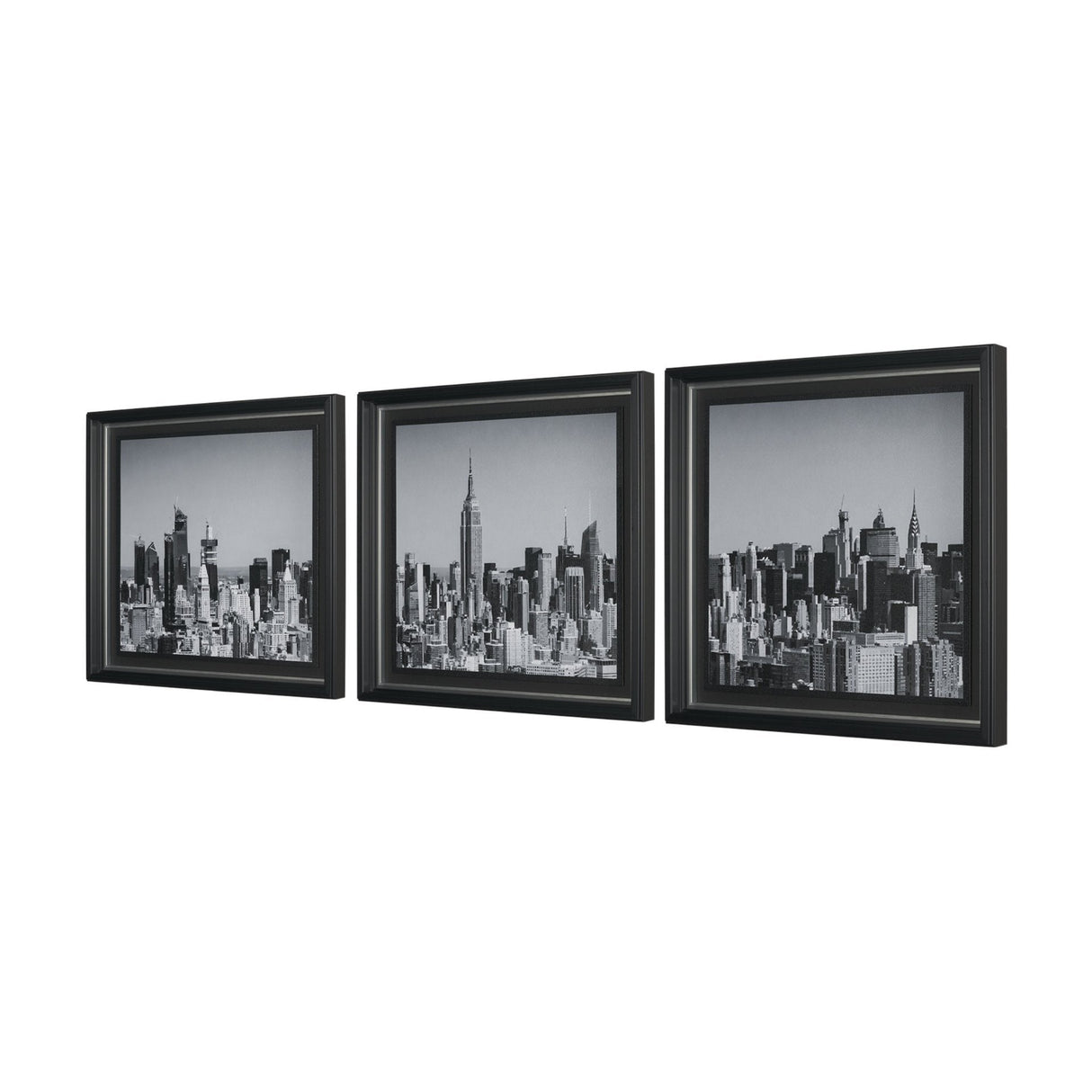 Midtown Manhattan Skyline (Set of 3) by Richard Silver Textured Framed Art Print Matted under Glass by Mercana at Eve Furniture
